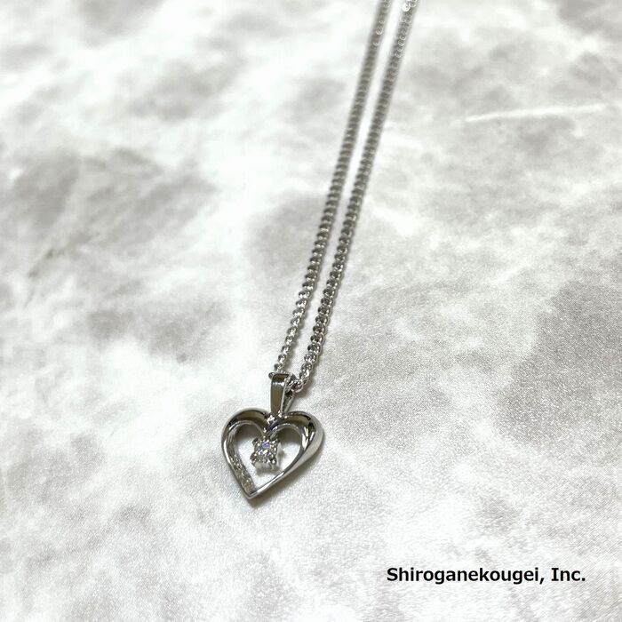 日本製 高品質キュービックジルコニア使用 輝き自慢CZ ハートSILVERペンダント P 1013-2