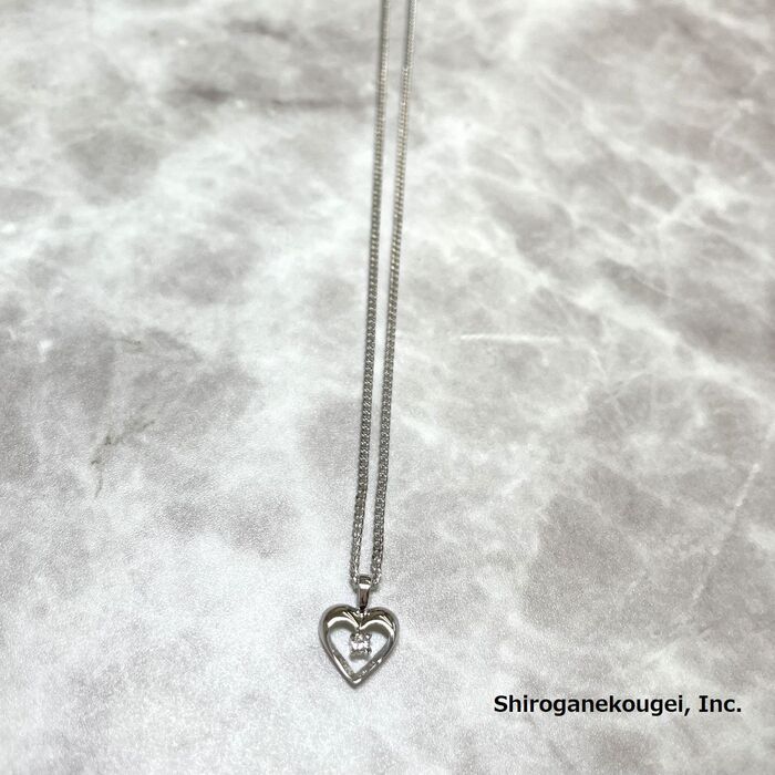 日本製 高品質キュービックジルコニア使用 輝き自慢CZ ハートSILVERペンダント P 1013-3