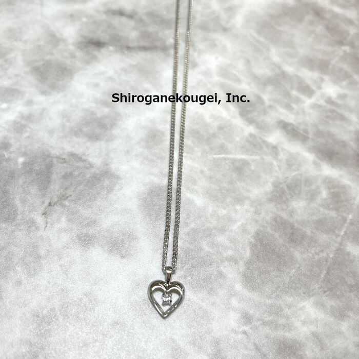 日本製 高品質キュービックジルコニア使用 輝き自慢CZ ハートSILVERペンダント P 1013-4