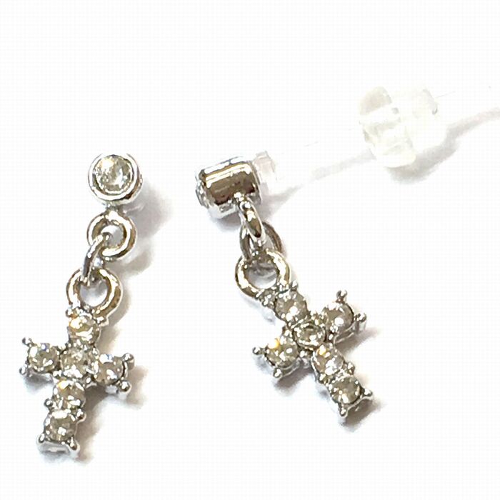 日本製 クロスライン 樹脂ポストピアス １ペア　高品質クリスタル使用 JP 36-1