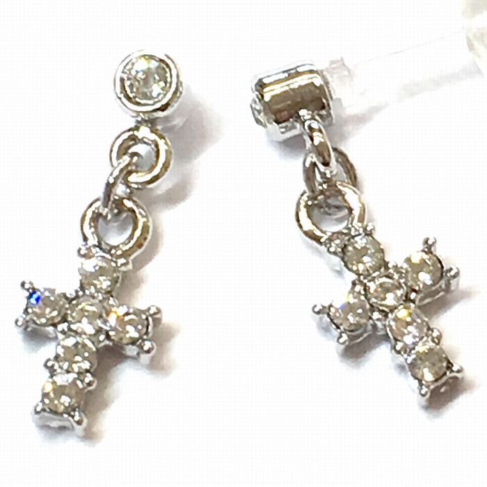 日本製 クロスライン 樹脂ポストピアス １ペア　高品質クリスタル使用 JP 36-2