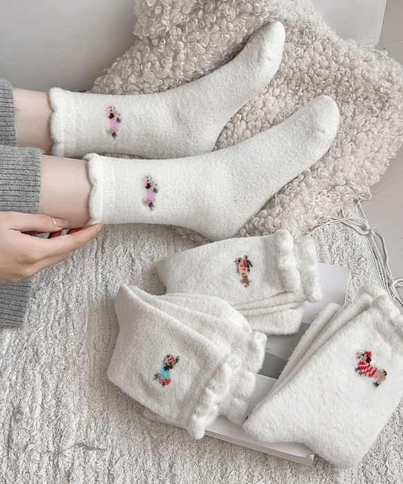 もこもこ靴下 4足セットワンポイント靴下-2