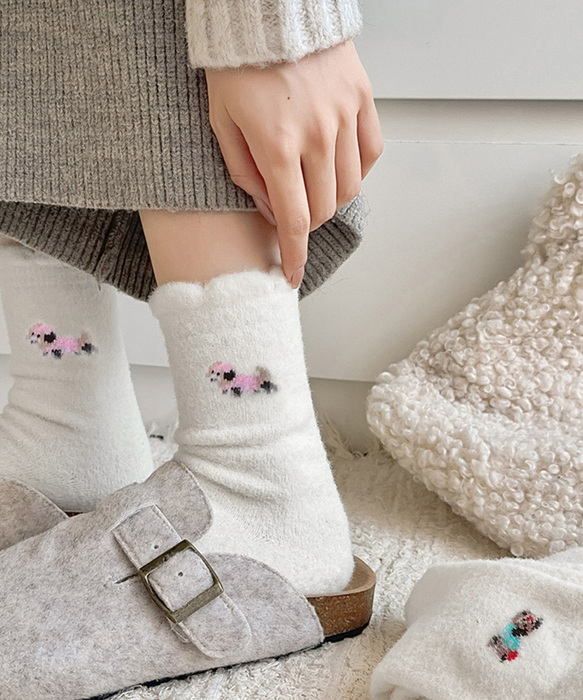 もこもこ靴下 4足セットワンポイント靴下-5