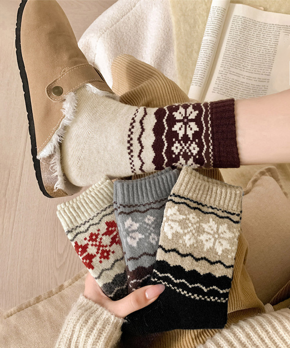 ノルディック柄ミドルソックス 4足セット-3