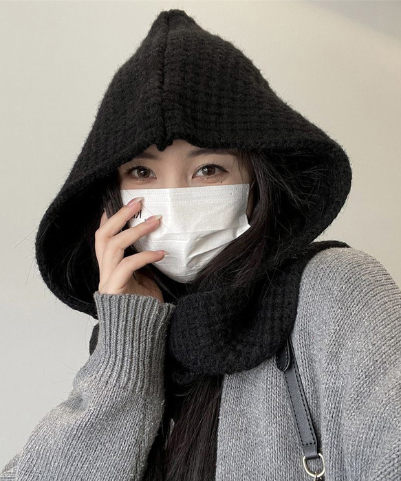 フード付きニットマフラー バラクラバ : まるっとマーケット - 通販