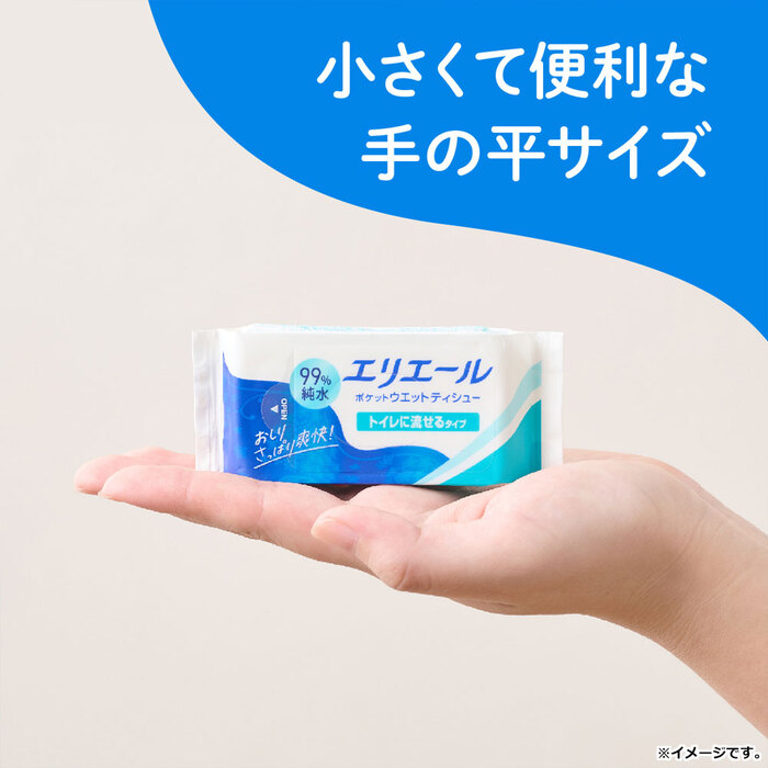 エリエール ポケットウエットティシュー トイレに流せるタイプ 7枚×6個入 5セット-5