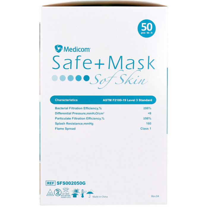 マスク セーフマスク ソフスキン タイオン レベル3 グリーン 50枚入 3セット-2