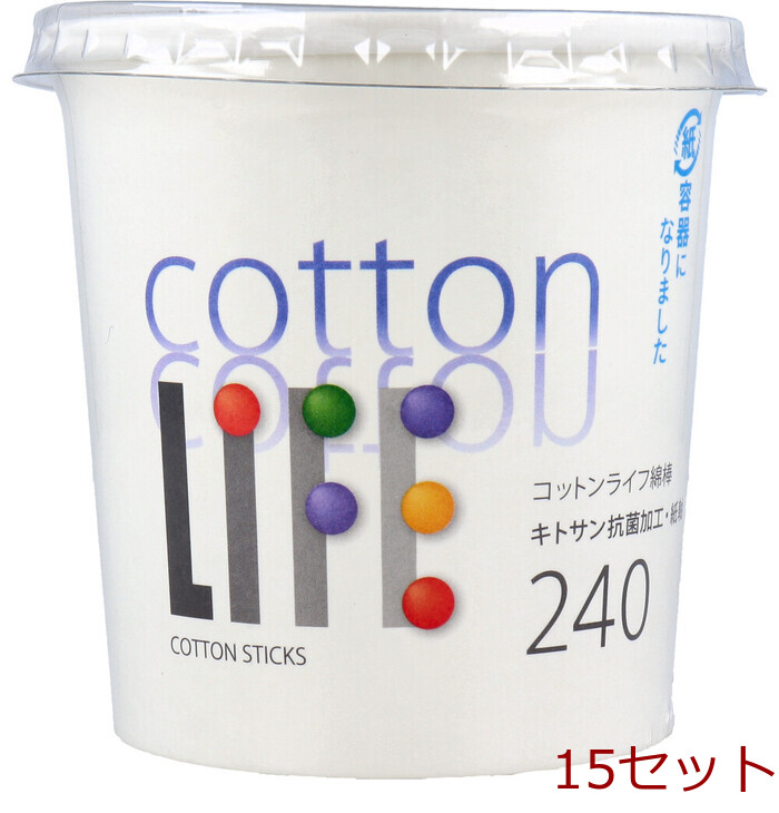 コットンライフ綿棒 紙筒 240本入 15セット-0