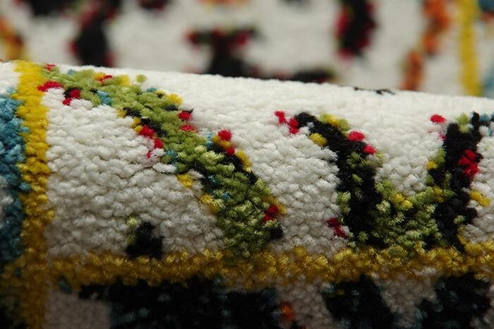 玄関マット トルコ製 ウィルトン織り 約60×90cm 抗菌防臭 消臭機能 へたりにくい　ホワイトをベースにカラフルな色で柄を-2