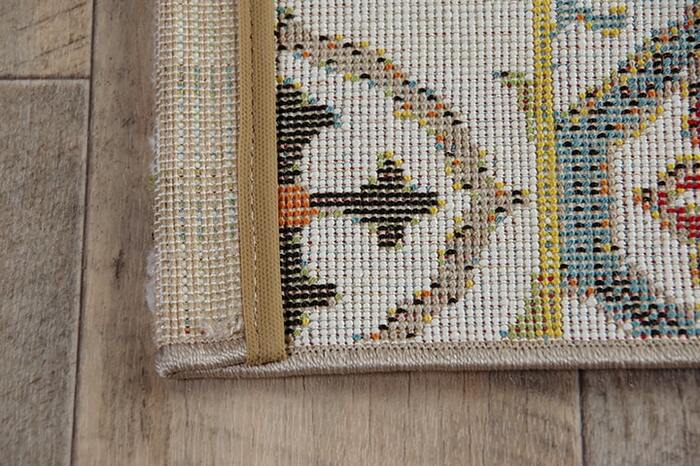 玄関マット トルコ製 ウィルトン織り 約60×90cm 抗菌防臭 消臭機能 へたりにくい　ホワイトをベースにカラフルな色で柄を-3