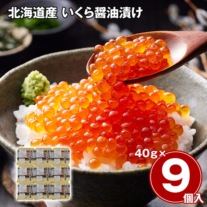 北海道産 いくら醤油漬け 40g×9 冷凍 イクラ-0