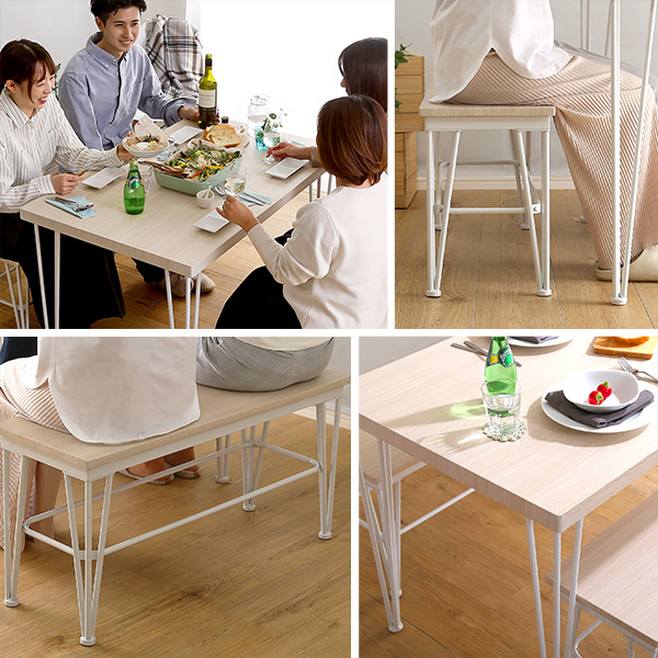 さわやかなダイニング3点テーブル+ベンチ2脚-3