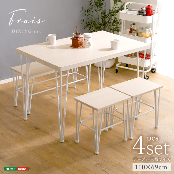 さわやかなダイニング4点テーブル＋椅子2脚+ベンチ1脚-0