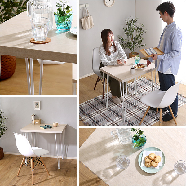 さわやかなオシャレテーブル75cm幅 ホワイトオーク-3