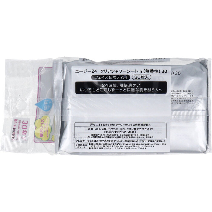 エージー24 クリアシャワーシート n フェイス＆ボディ用 無香性 30枚入 3セット-1