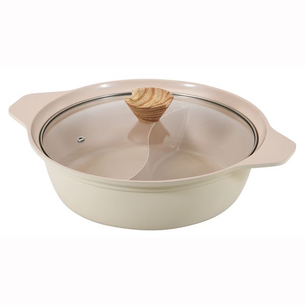 フィオーレ セラミック加工IH対応ガラス蓋付二食鍋26cm-0