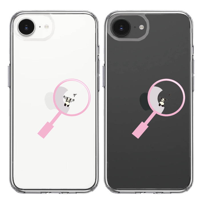 iPhone16e ケース クリア よく見たら パンダ トレーニング中! スマホケース 側面ソフト 背面ハード ハイブリッド -1