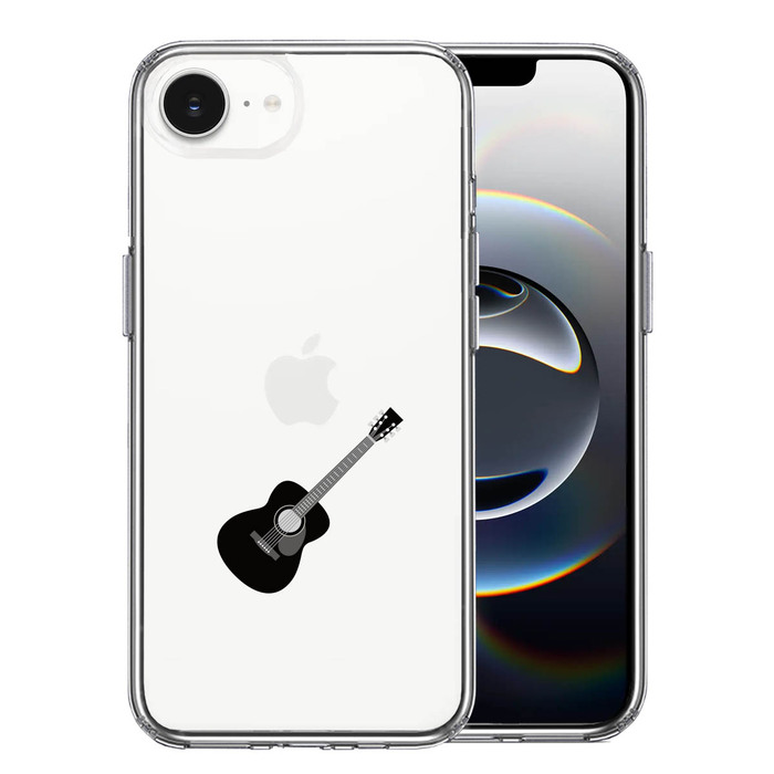 iPhone16e ケース クリア フォークギター スマホケース 側面ソフト 背面ハード ハイブリッド -0