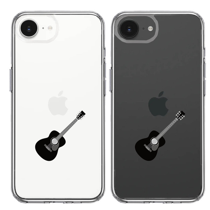 iPhone16e ケース クリア フォークギター スマホケース 側面ソフト 背面ハード ハイブリッド -1