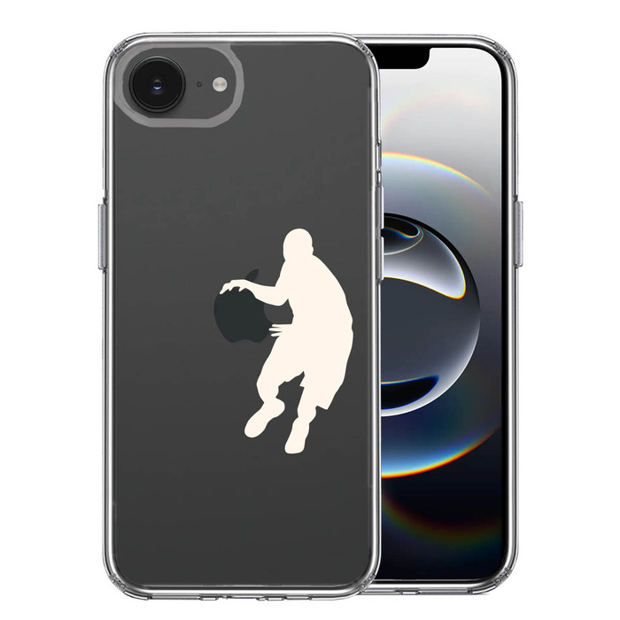 iPhone16e ケース クリア バスケット リブル ホワイト スマホケース 側面ソフト 背面ハード ハイブリッド -0