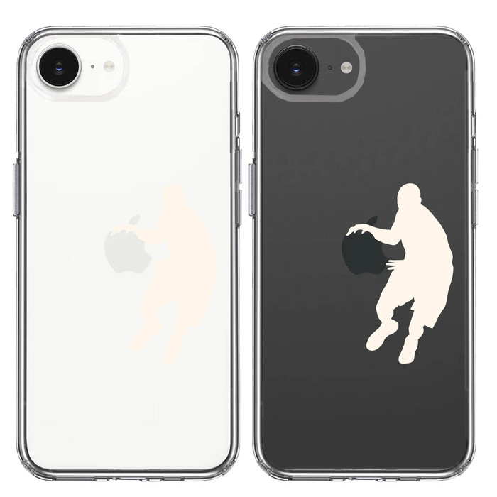 iPhone16e ケース クリア バスケット リブル ホワイト スマホケース 側面ソフト 背面ハード ハイブリッド -1