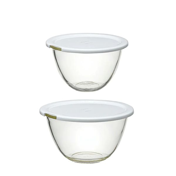 レンジフタ付き耐熱ガラス製ボウル ２個セット-0