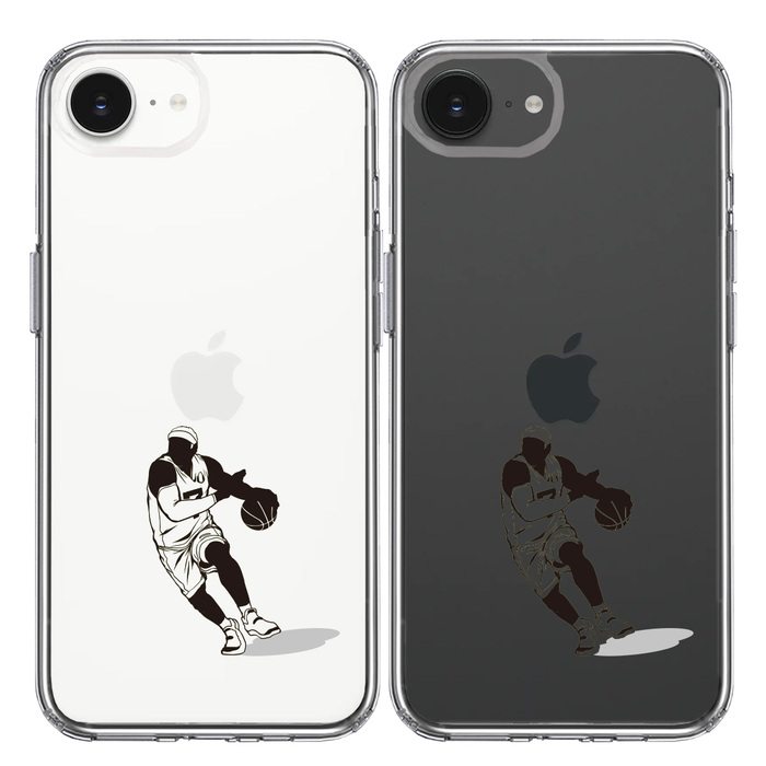 iPhone16e ケース クリア バスケットボール ドリブル 2 スマホケース 側面ソフト 背面ハード ハイブリッド -1