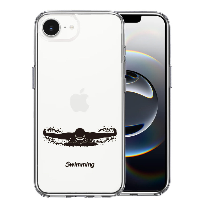 iPhone16e ケース クリア 水泳 スイミング スマホケース 側面ソフト 背面ハード ハイブリッド -0