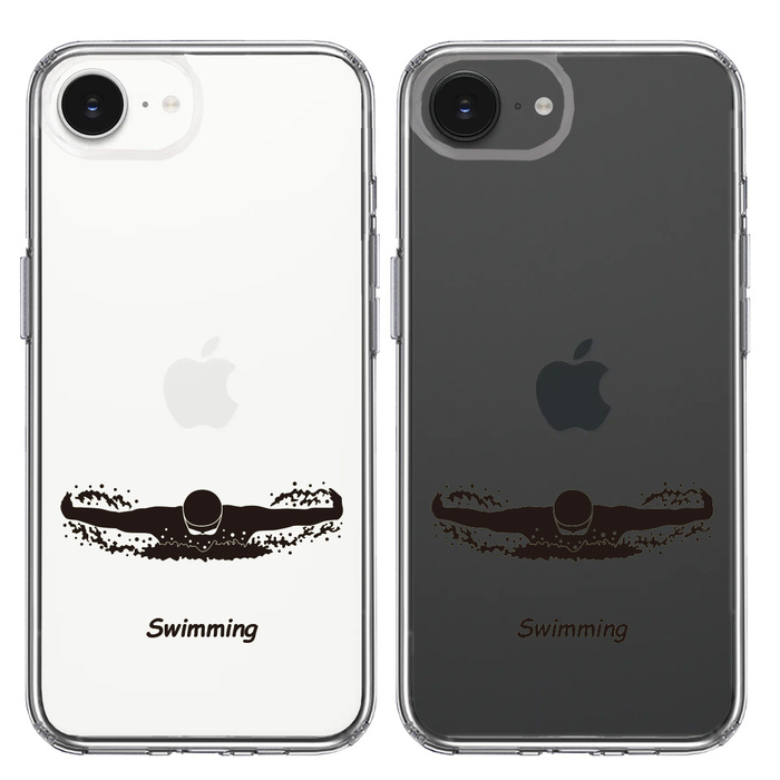 iPhone16e ケース クリア 水泳 スイミング スマホケース 側面ソフト 背面ハード ハイブリッド -1