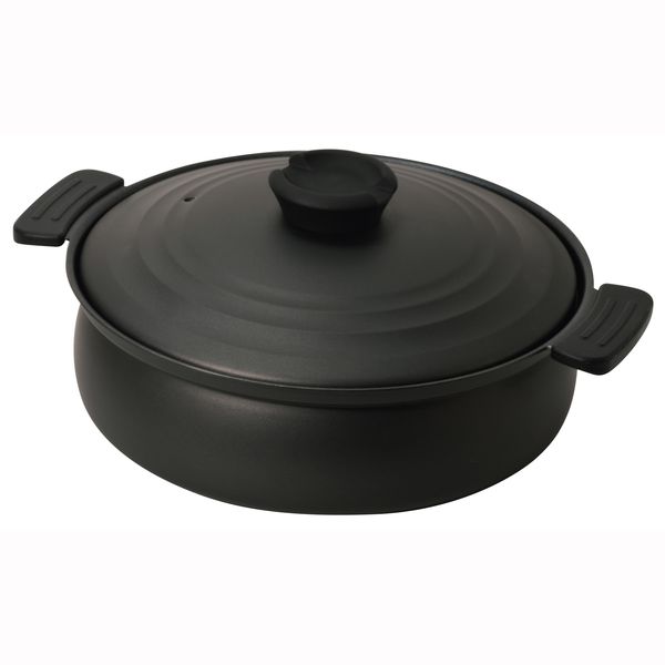 軽量ふっ素加工IH対応土鍋風卓上鍋26cm ブラック-0