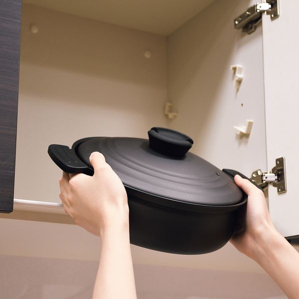軽量ふっ素加工IH対応土鍋風卓上鍋26cm ブラック-3