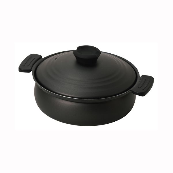 軽量ふっ素加工IH対応土鍋風卓上鍋20cm ブラック-0