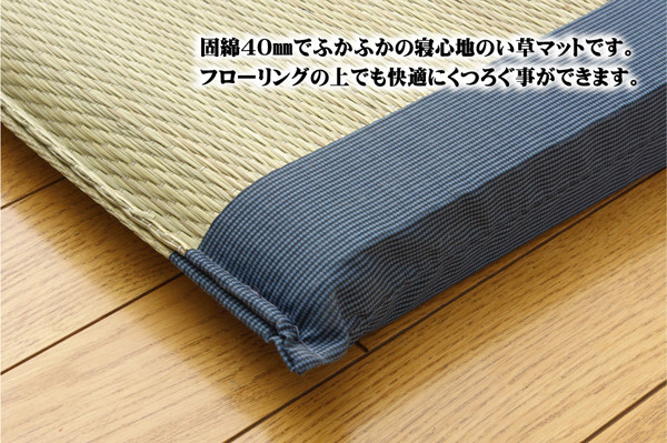 い草ごろ寝フリーマット おやじの場所 大和 ブルー 約70×150cm-1