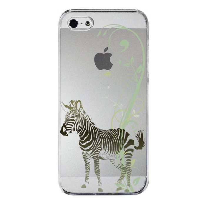 iPhone5 iPhone5s ケース クリア ゼブラ グリー スマホケース ハード スマホケース ハード-3