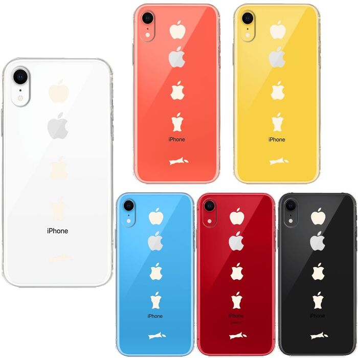 iPhoneXR ケース クリア ソフト 食べられるリンゴ