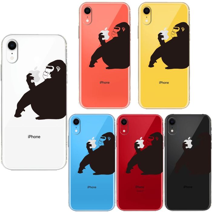 iPhoneXR ケース クリア ソフト ゴリラ 動物 スマ