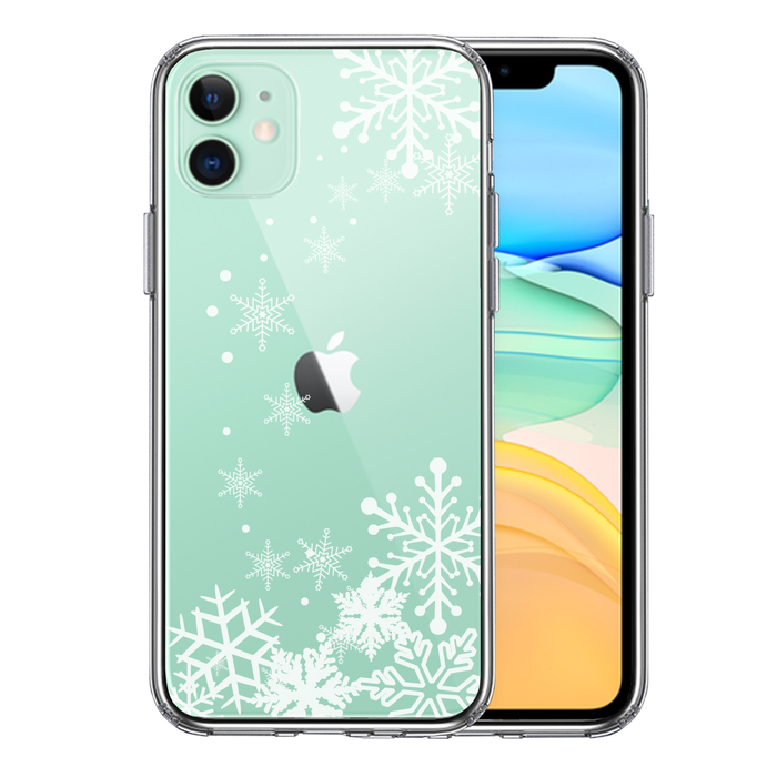 iPhone11 ケース クリア雪の結晶 スマホケース 側面