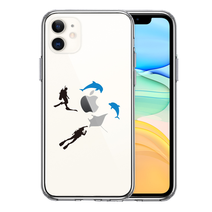 iPhone11 ケース クリア スキューバダイビング マン