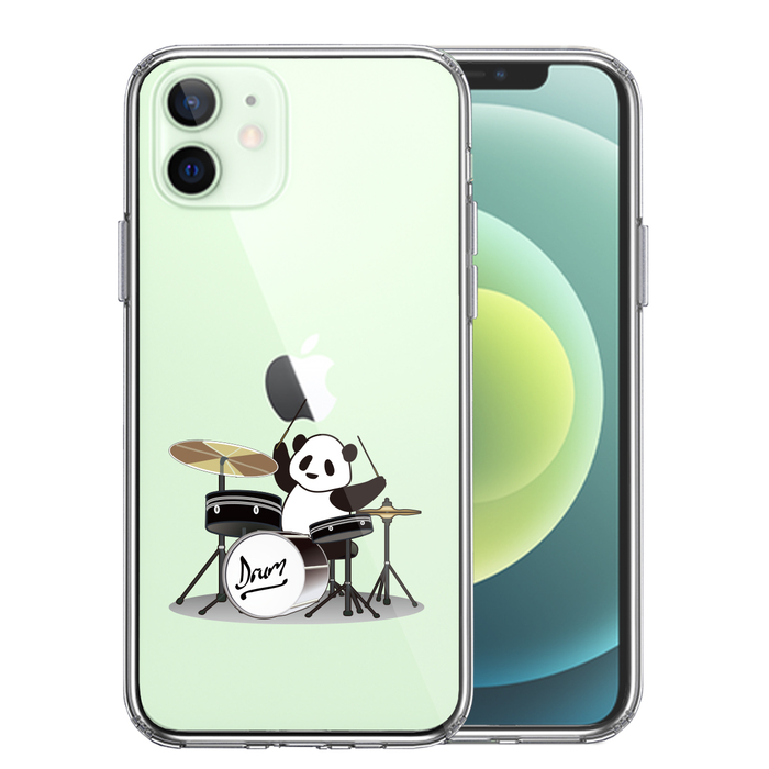 iPhone12 ケース クリア ドラム パンダ スマホケー