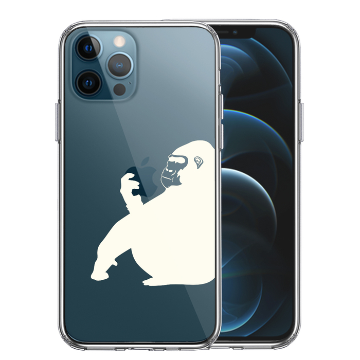 iPhone12Pro ケース クリア ゴリラ ホワイト ス