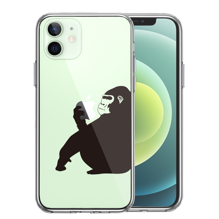 iPhone12mini ケース クリアゴリラ 動物 スマホ