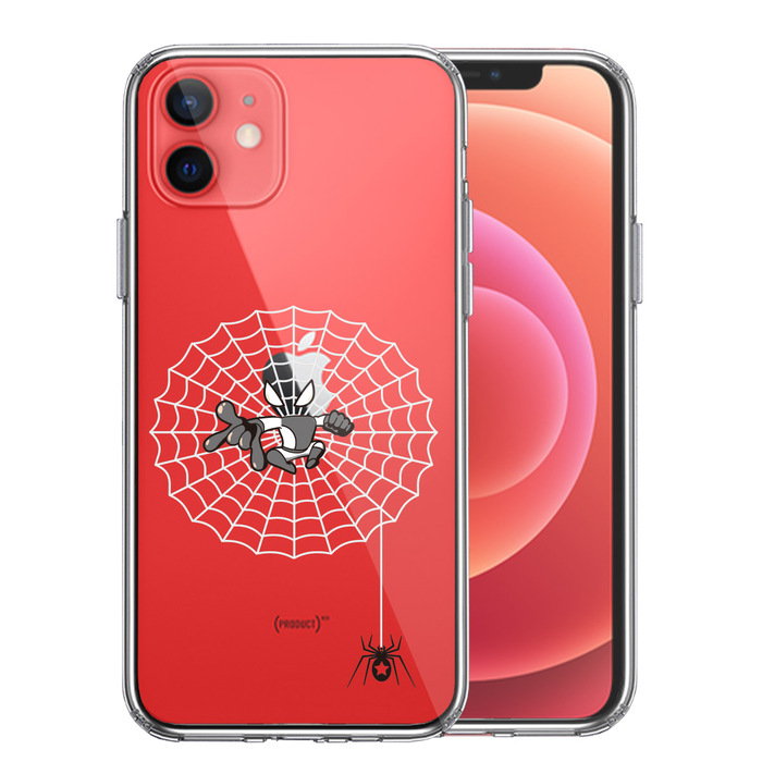 iPhone12mini ケース クリア 映画パロディ 蜘蛛