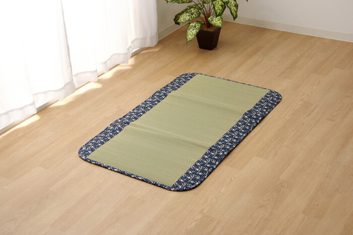 フリーマット 約70×120cm ことり ネイビー　中材 固綿15mm-0