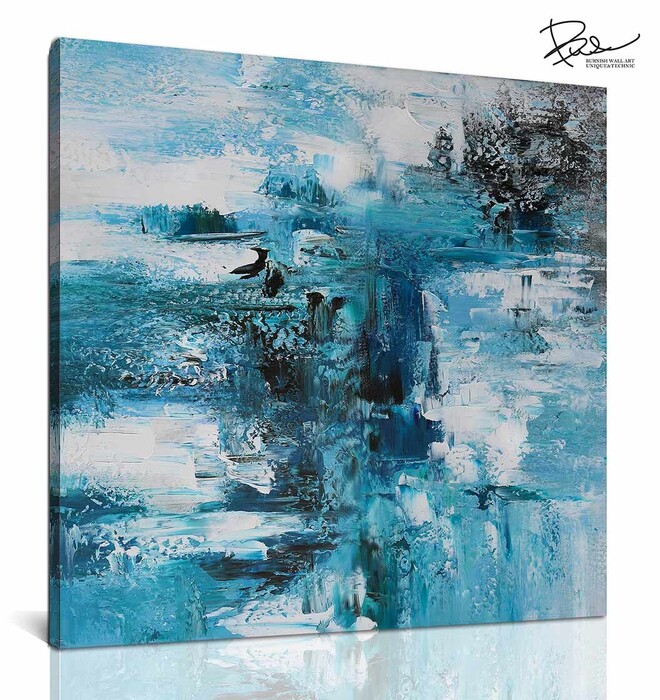 アートパネル BWA120 水の抽象 50x50cm 抽象画 絵画 50角 青 海 正方形
