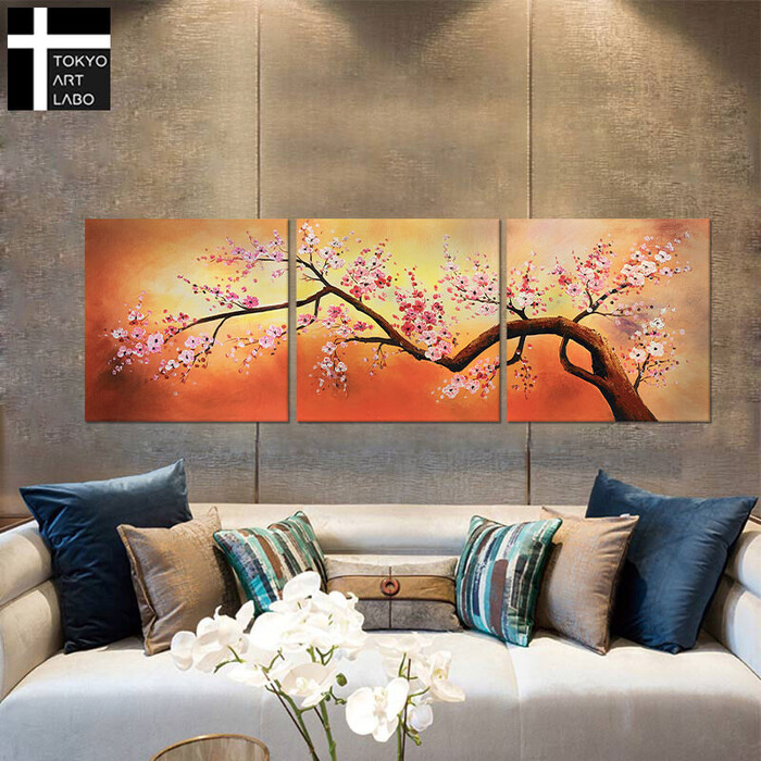 アートパネル 3枚セット　桜　IKEA アートパネル SAKURA 50×50cm 3枚組 初春の山桜 W150cm 絵画 和モダン