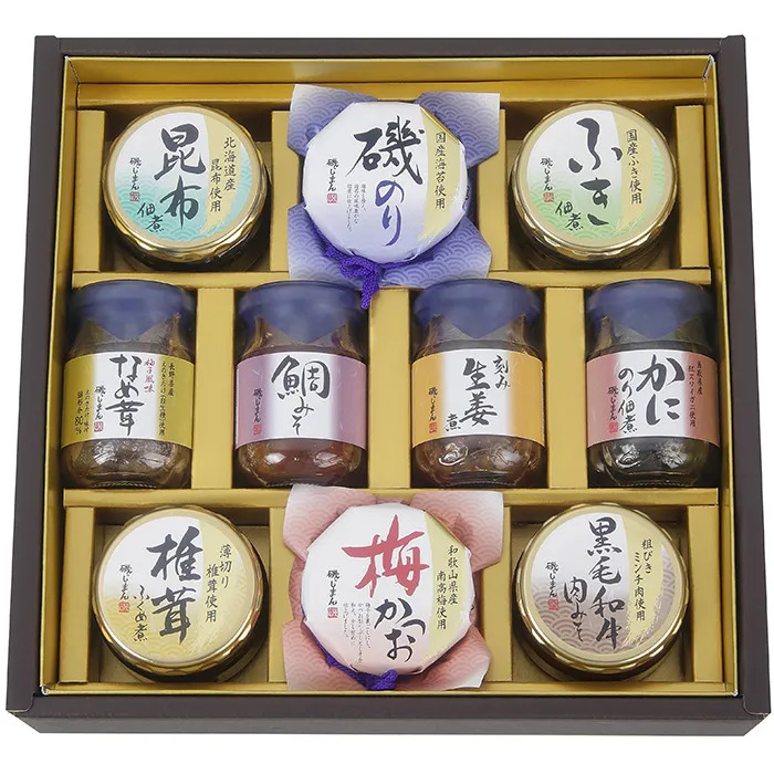 磯じまん ご飯のお供瓶詰磯のり・梅かつお・黒毛和牛肉みそ 各