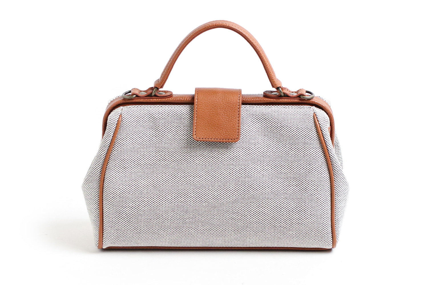 Atelier nuu Parcel nano dulles matche` 倉敷帆布×国産シュリンク牛革パカっと大きな開口が使いやすい「ナノダレス」バッグ 本革 革 レザー レディース | 豊岡鞄 | 01