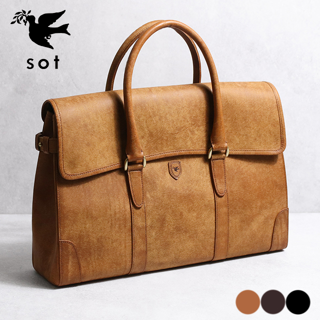 sot ソット プエブロレザー フラップ ブリーフケース so-b-0179 プエブロ 個性的 ビジネスバッグ 通勤 機能的 | sot | 01