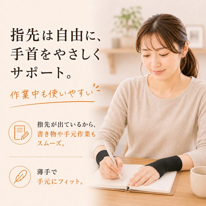 手首 サポーター 北投石 日本製 薄手 2枚1...の詳細画像3