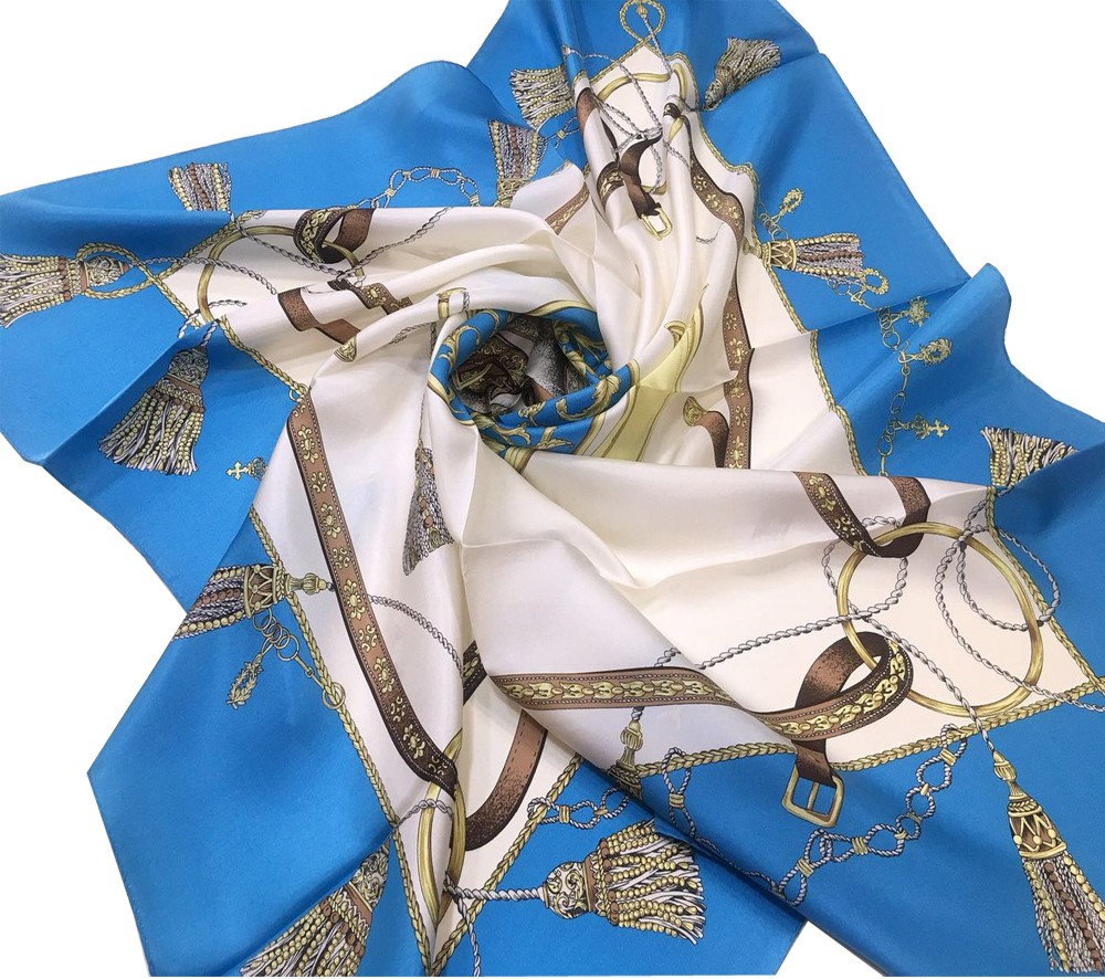 [マルヤマ] シルクスカーフ, 日本製, 100%シルク, ツイル, 大判 88x88cm, ポイントマークエルメス #9534｜maruyama-trade｜02